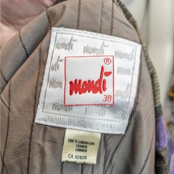 MONDI Germany vintage 100% Linen plaid blazer - Picture 3 of 7